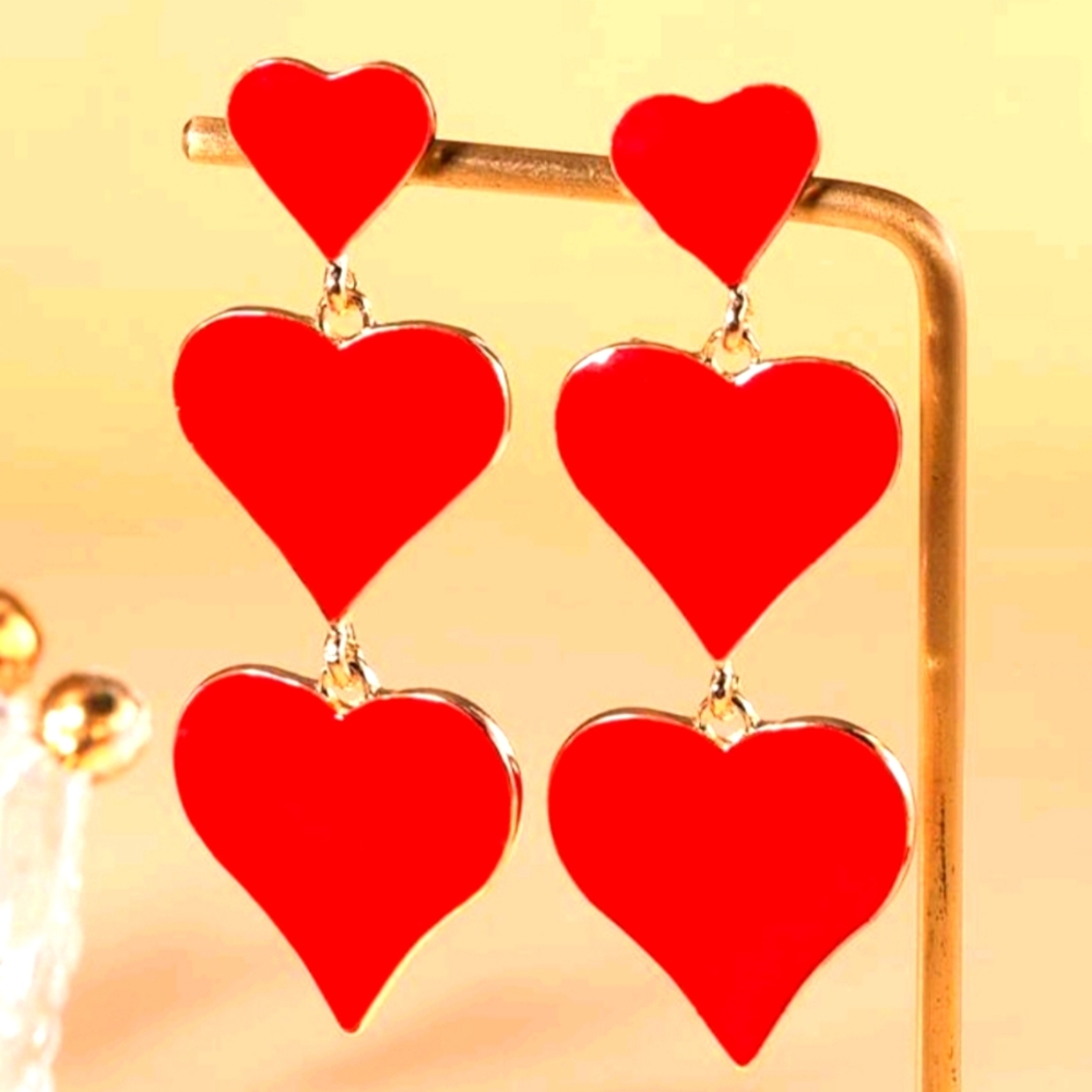 Red Heart Shaped Earrings